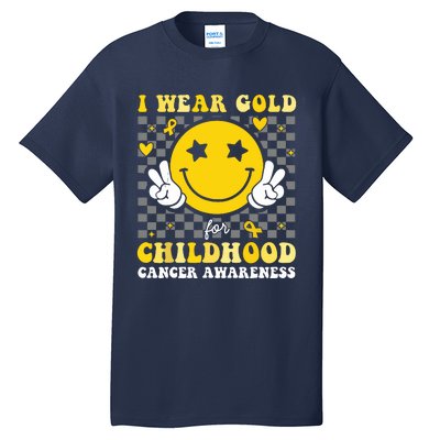 Retro I Wear Gold For Childhood Cancer Awareness Tall T-Shirt