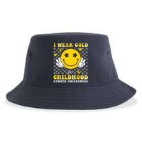 Retro I Wear Gold For Childhood Cancer Awareness Sustainable Bucket Hat