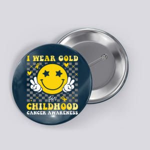 Retro I Wear Gold For Childhood Cancer Awareness Button