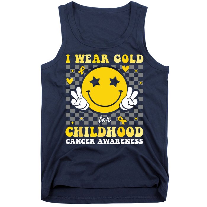 Retro I Wear Gold For Childhood Cancer Awareness Tank Top