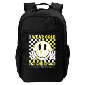 Retro I Wear Gold For Childhood Cancer Awareness Gold Ribbon Daily Commute Backpack