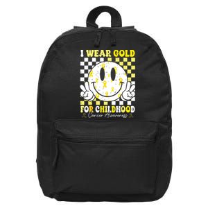 Retro I Wear Gold For Childhood Cancer Awareness Gold Ribbon 16 in Basic Backpack