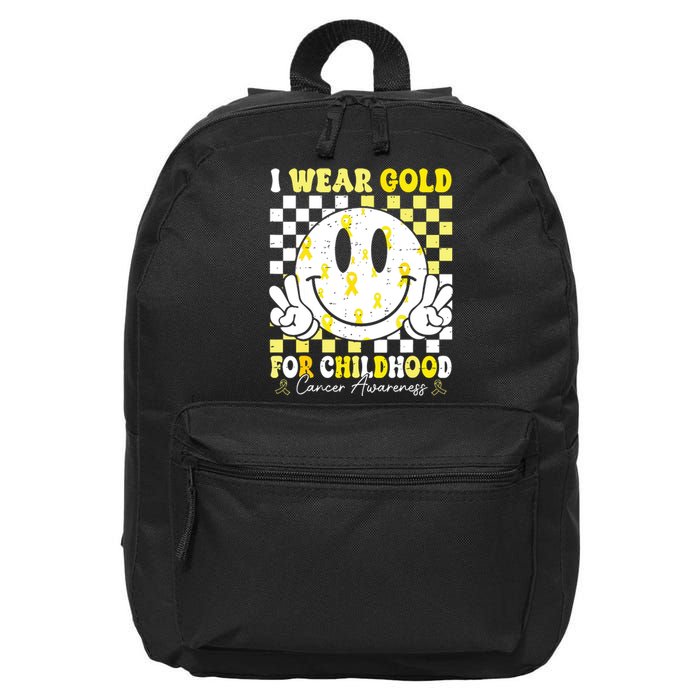 Retro I Wear Gold For Childhood Cancer Awareness Gold Ribbon 16 in Basic Backpack