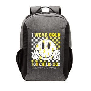 Retro I Wear Gold For Childhood Cancer Awareness Gold Ribbon Vector Backpack