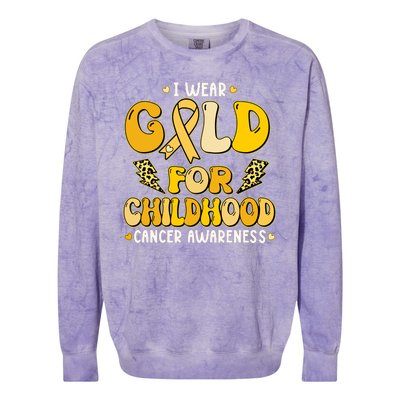 Retro I Wear Gold For Childhood Cancer Awareness Colorblast Crewneck Sweatshirt