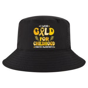 Retro I Wear Gold For Childhood Cancer Awareness Cool Comfort Performance Bucket Hat