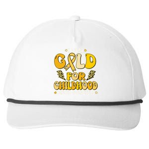 Retro I Wear Gold For Childhood Cancer Awareness Snapback Five-Panel Rope Hat