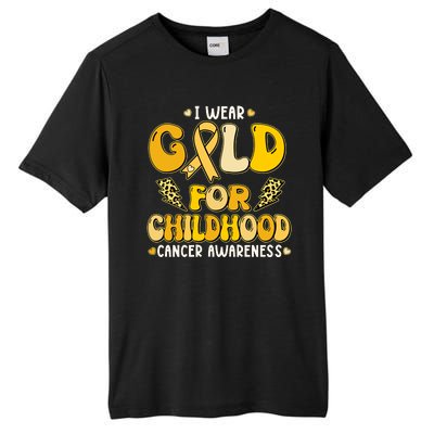 Retro I Wear Gold For Childhood Cancer Awareness Tall Fusion ChromaSoft Performance T-Shirt