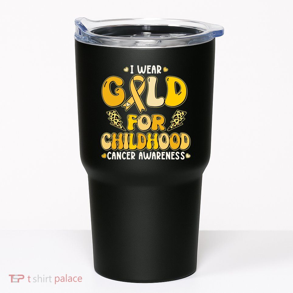 Retro I Wear Gold For Childhood Cancer Awareness Tumbler