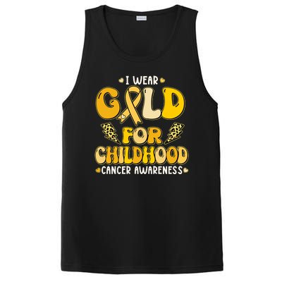 Retro I Wear Gold For Childhood Cancer Awareness PosiCharge Competitor Tank