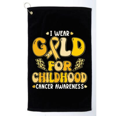 Retro I Wear Gold For Childhood Cancer Awareness Golf Towel