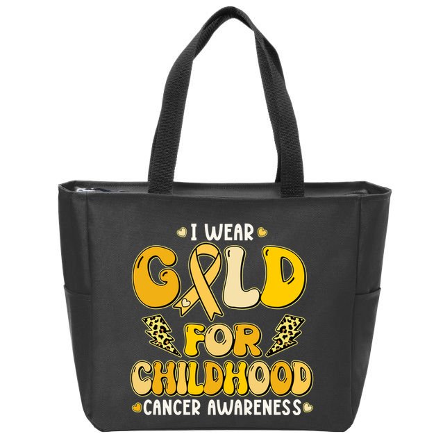 Retro I Wear Gold For Childhood Cancer Awareness Zip Tote Bag