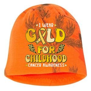 Retro I Wear Gold For Childhood Cancer Awareness Kati - Camo Knit Beanie