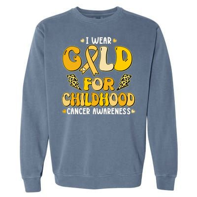 Retro I Wear Gold For Childhood Cancer Awareness Garment-Dyed Sweatshirt