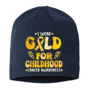 Retro I Wear Gold For Childhood Cancer Awareness Sustainable Beanie