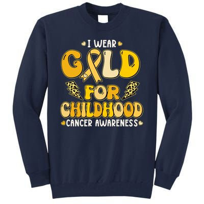 Retro I Wear Gold For Childhood Cancer Awareness Tall Sweatshirt