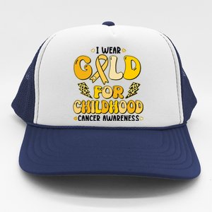 Retro I Wear Gold For Childhood Cancer Awareness Trucker Hat