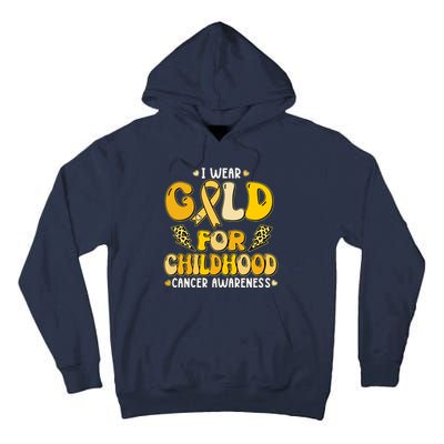 Retro I Wear Gold For Childhood Cancer Awareness Tall Hoodie