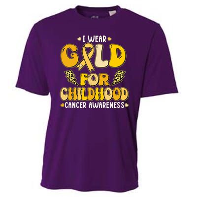 Retro I Wear Gold For Childhood Cancer Awareness Cooling Performance Crew T-Shirt