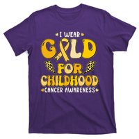 Retro I Wear Gold For Childhood Cancer Awareness T-Shirt