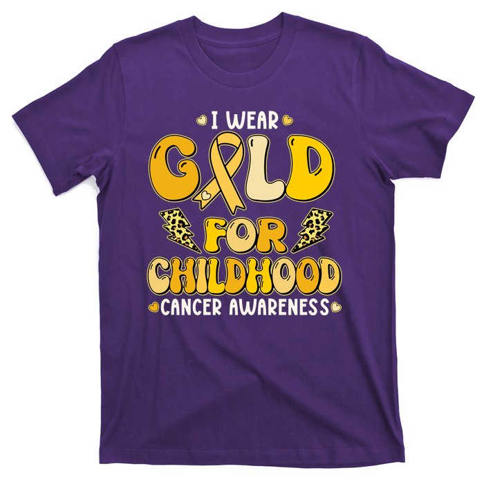 Retro I Wear Gold For Childhood Cancer Awareness T-Shirt