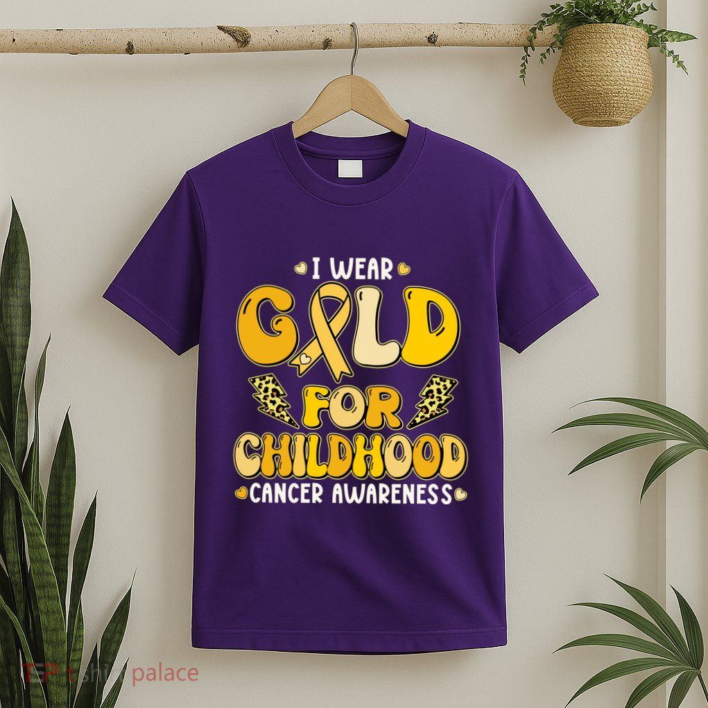 Retro I Wear Gold For Childhood Cancer Awareness T-Shirt