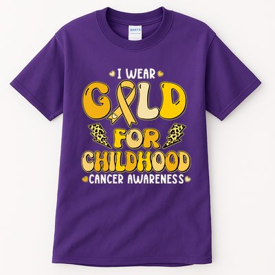 Retro I Wear Gold For Childhood Cancer Awareness Tall T-Shirt