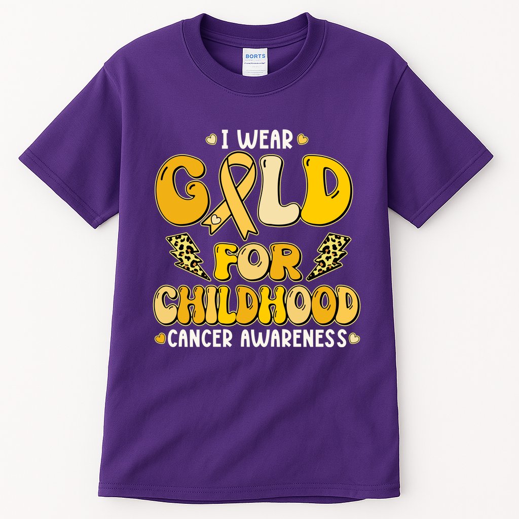Retro I Wear Gold For Childhood Cancer Awareness Tall T-Shirt