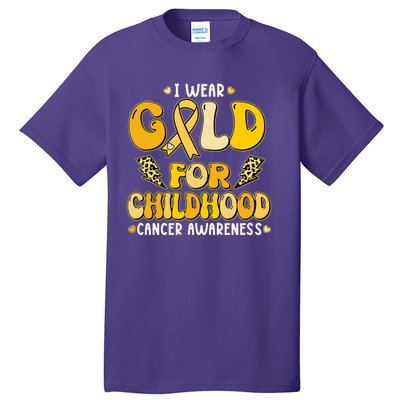 Retro I Wear Gold For Childhood Cancer Awareness Tall T-Shirt