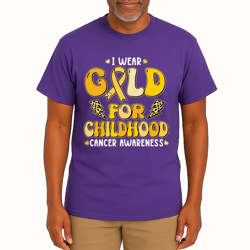 Retro I Wear Gold For Childhood Cancer Awareness Tall T-Shirt