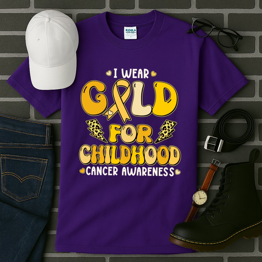 Retro I Wear Gold For Childhood Cancer Awareness Tall T-Shirt