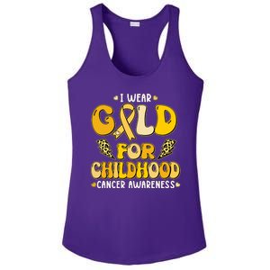 Retro I Wear Gold For Childhood Cancer Awareness Ladies PosiCharge Competitor Racerback Tank