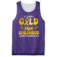 Retro I Wear Gold For Childhood Cancer Awareness Mesh Reversible Basketball Jersey Tank