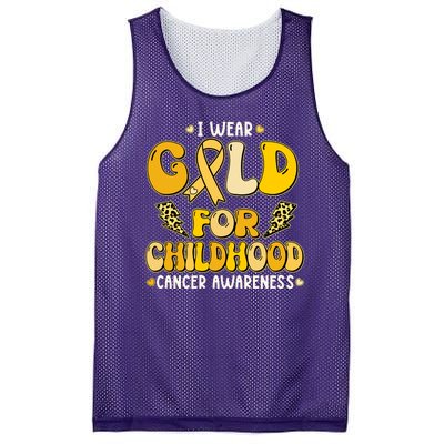 Retro I Wear Gold For Childhood Cancer Awareness Mesh Reversible Basketball Jersey Tank