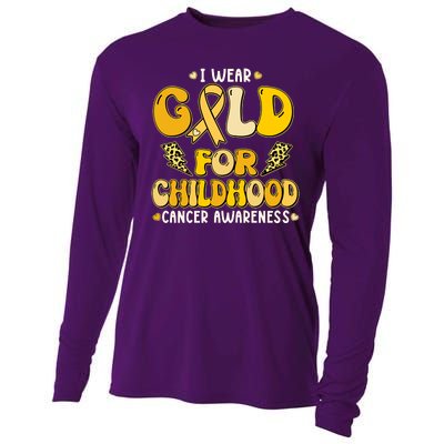 Retro I Wear Gold For Childhood Cancer Awareness Cooling Performance Long Sleeve Crew