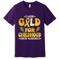 Retro I Wear Gold For Childhood Cancer Awareness Premium T-Shirt