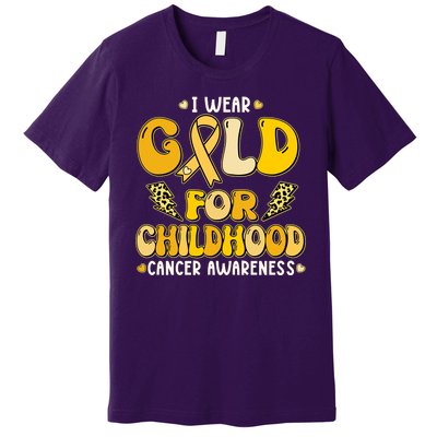 Retro I Wear Gold For Childhood Cancer Awareness Premium T-Shirt