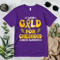 Retro I Wear Gold For Childhood Cancer Awareness Premium T-Shirt