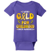 Retro I Wear Gold For Childhood Cancer Awareness Baby Bodysuit