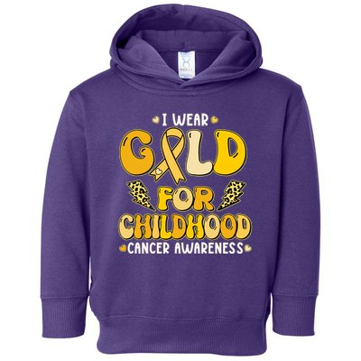 Retro I Wear Gold For Childhood Cancer Awareness Toddler Hoodie