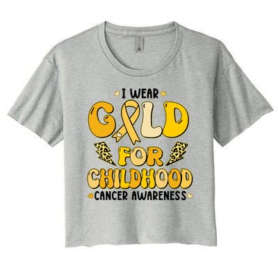 Retro I Wear Gold For Childhood Cancer Awareness Women's Crop Top Tee