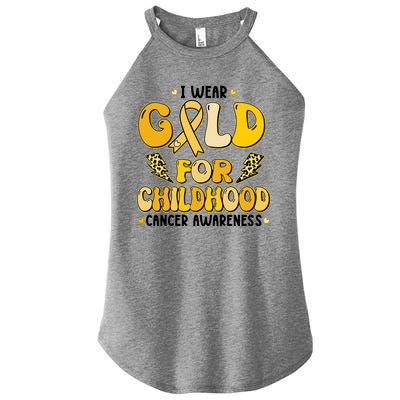 Retro I Wear Gold For Childhood Cancer Awareness Women’s Perfect Tri Rocker Tank