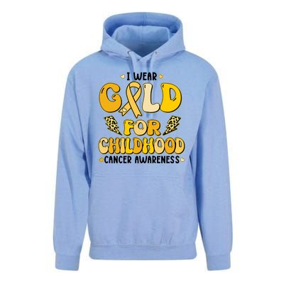 Retro I Wear Gold For Childhood Cancer Awareness Unisex Surf Hoodie