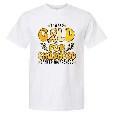 Retro I Wear Gold For Childhood Cancer Awareness Garment-Dyed Heavyweight T-Shirt