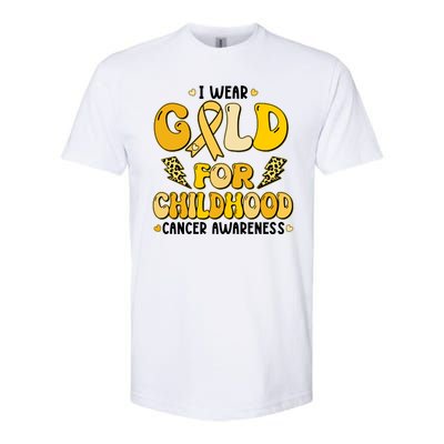 Retro I Wear Gold For Childhood Cancer Awareness Softstyle CVC T-Shirt