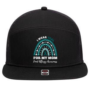 Rainbow I Wear Teal For My Mom Food Allergy Awareness Gift 7 Panel Mesh Trucker Snapback Hat