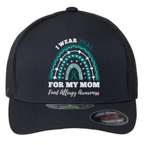 Rainbow I Wear Teal For My Mom Food Allergy Awareness Gift Flexfit Unipanel Trucker Cap