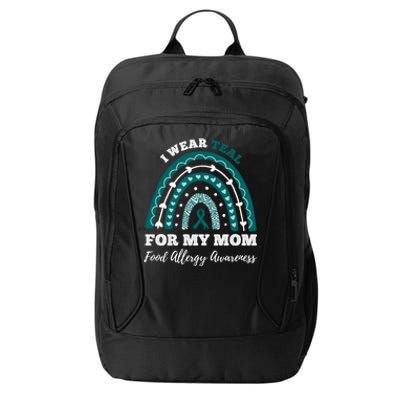 Rainbow I Wear Teal For My Mom Food Allergy Awareness Gift City Backpack