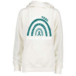 Rainbow I Wear Teal For My Mom Food Allergy Awareness Gift Womens Funnel Neck Pullover Hood