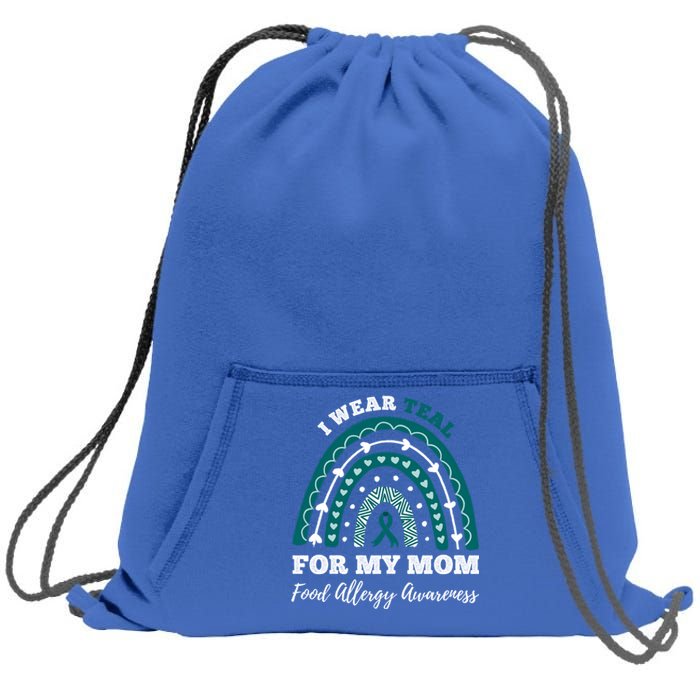 Rainbow I Wear Teal For My Mom Food Allergy Awareness Gift Sweatshirt Cinch Pack Bag